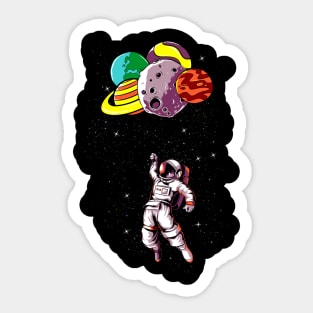 Astronaut With Balloon Planet Funny Space Space Sticker